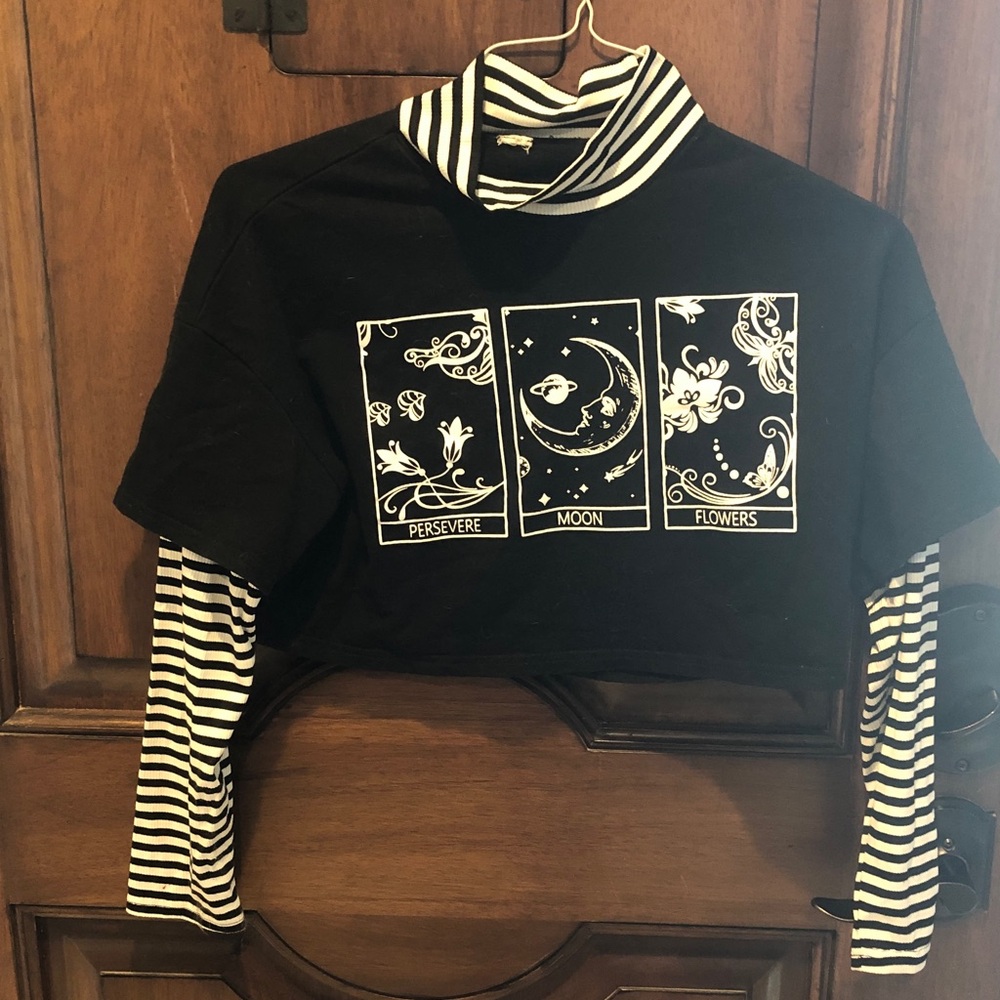 Black and White Cropped Layered Shirt